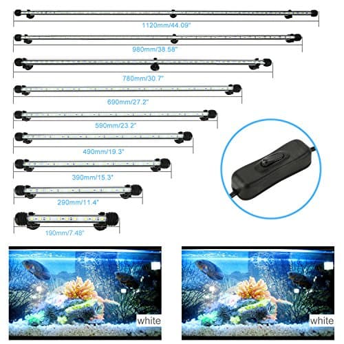 ROSE T White Light Aquarium LED Strip Lighting Set Fully Waterproof Amphibious Submersible Fish Tank Lights (112cm/44.09inches)