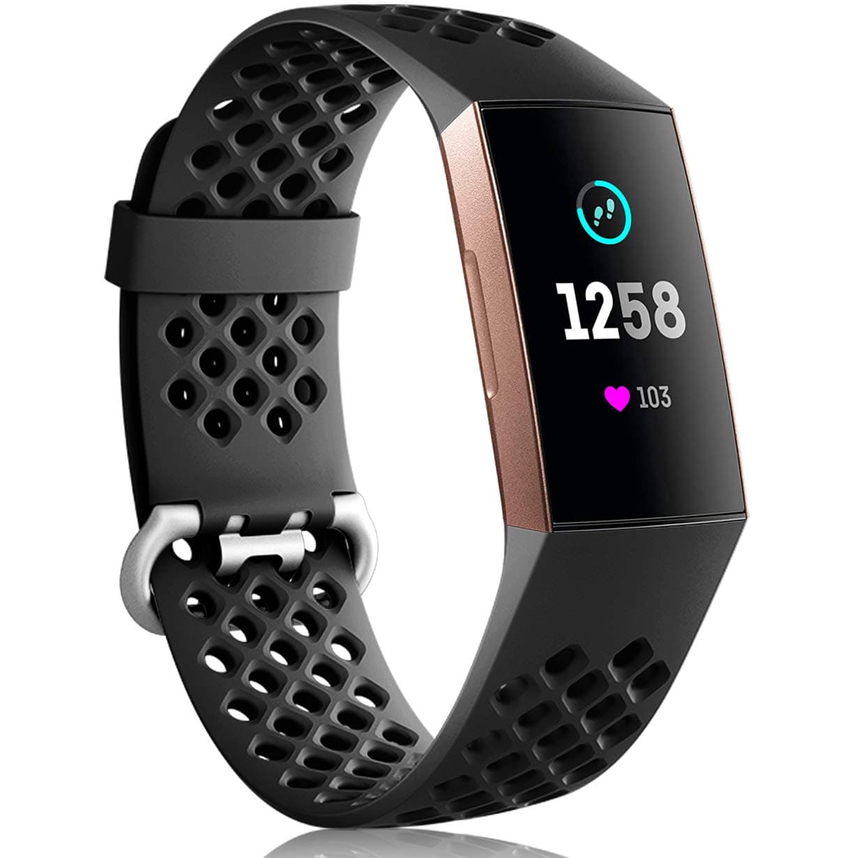 Nofeda Bands Compatible with Fitbit Charge 4 / Charge 3 / Charge 3 SE, Air Holes Breathable Sport Wristband Replacement for Fitbit Charge 3/ Charge 4 Fitness Tracker Women Men, Small, Black