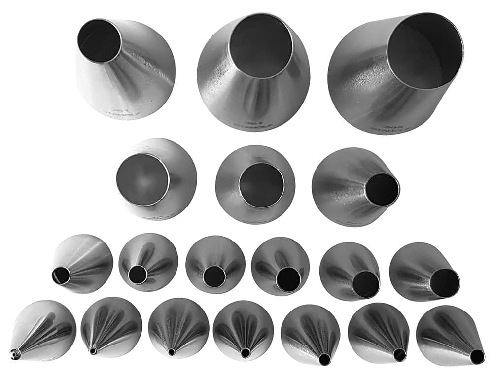 19-Piece Round Piping Tips Set - Highest Quality Round Icing Tips - Polished Smooth No Seam Round Pastry Tips