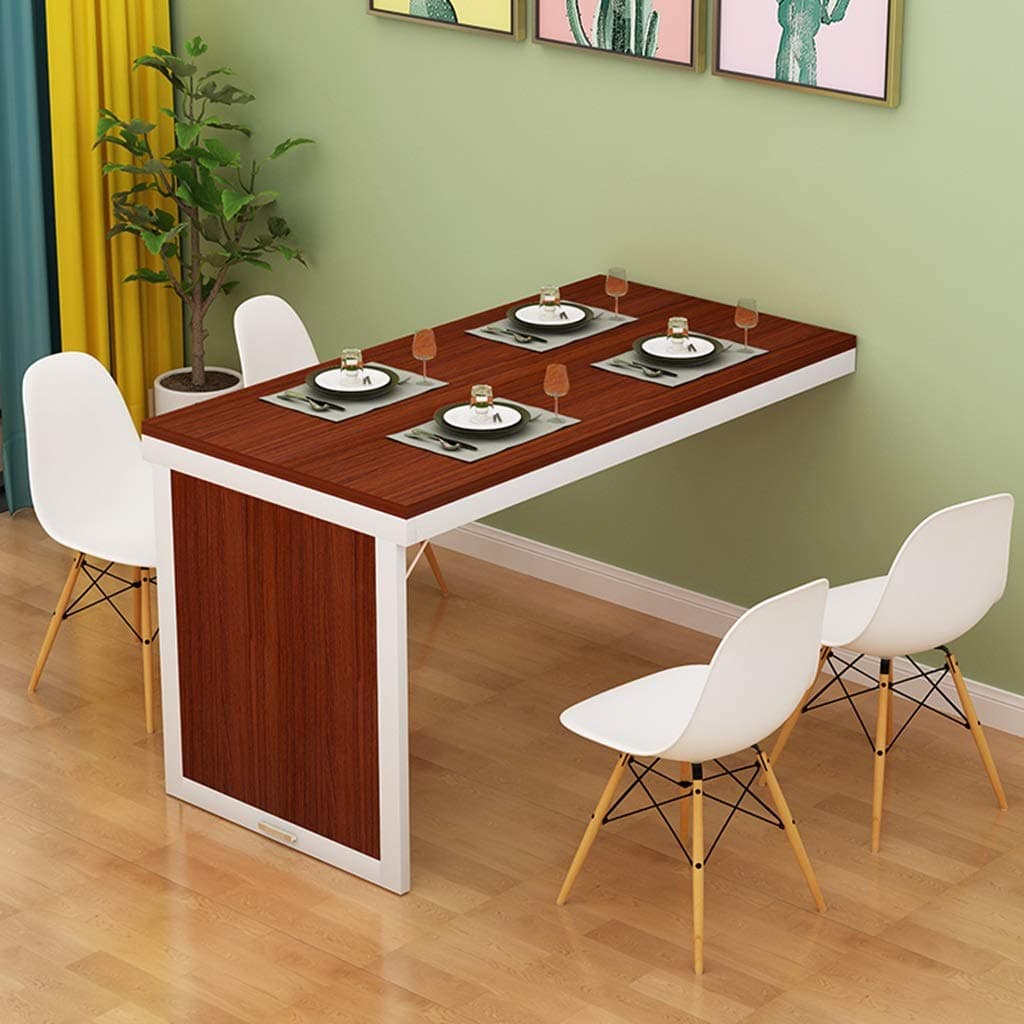 CHANG XU DONG SHOP Folding Dining Table Wall Mounted Fold Out Convertible Table MDF Multi-function Home Office Desk Wall Desk Save Space Computer Table (Color : Brown)