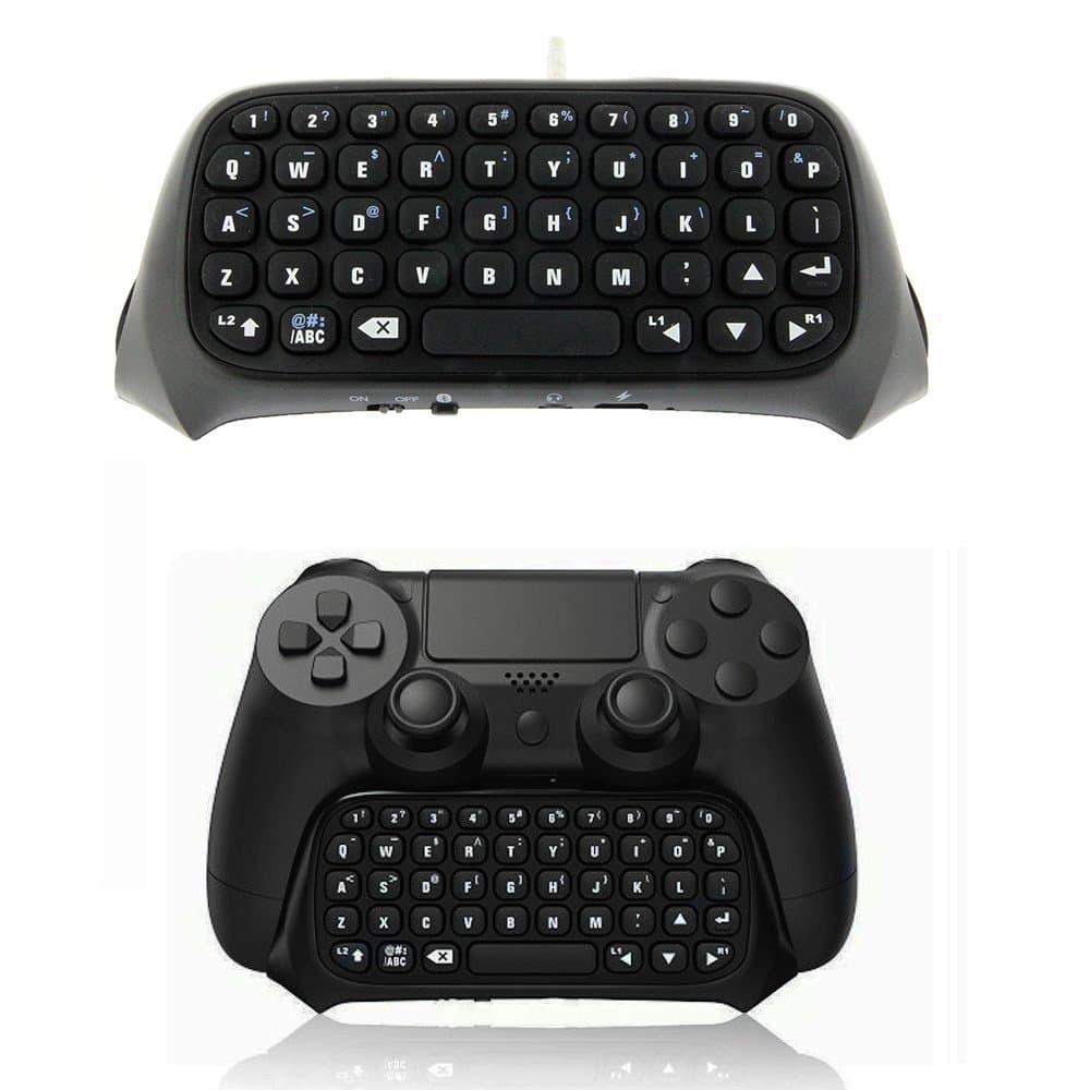 Tekdeals Wireless Mini Bluetooth Keyboard - Keypad Gamepad Joystick Chatpad Text Messager Adapter for Sony Playstation 4 PS4 Game Controller Black