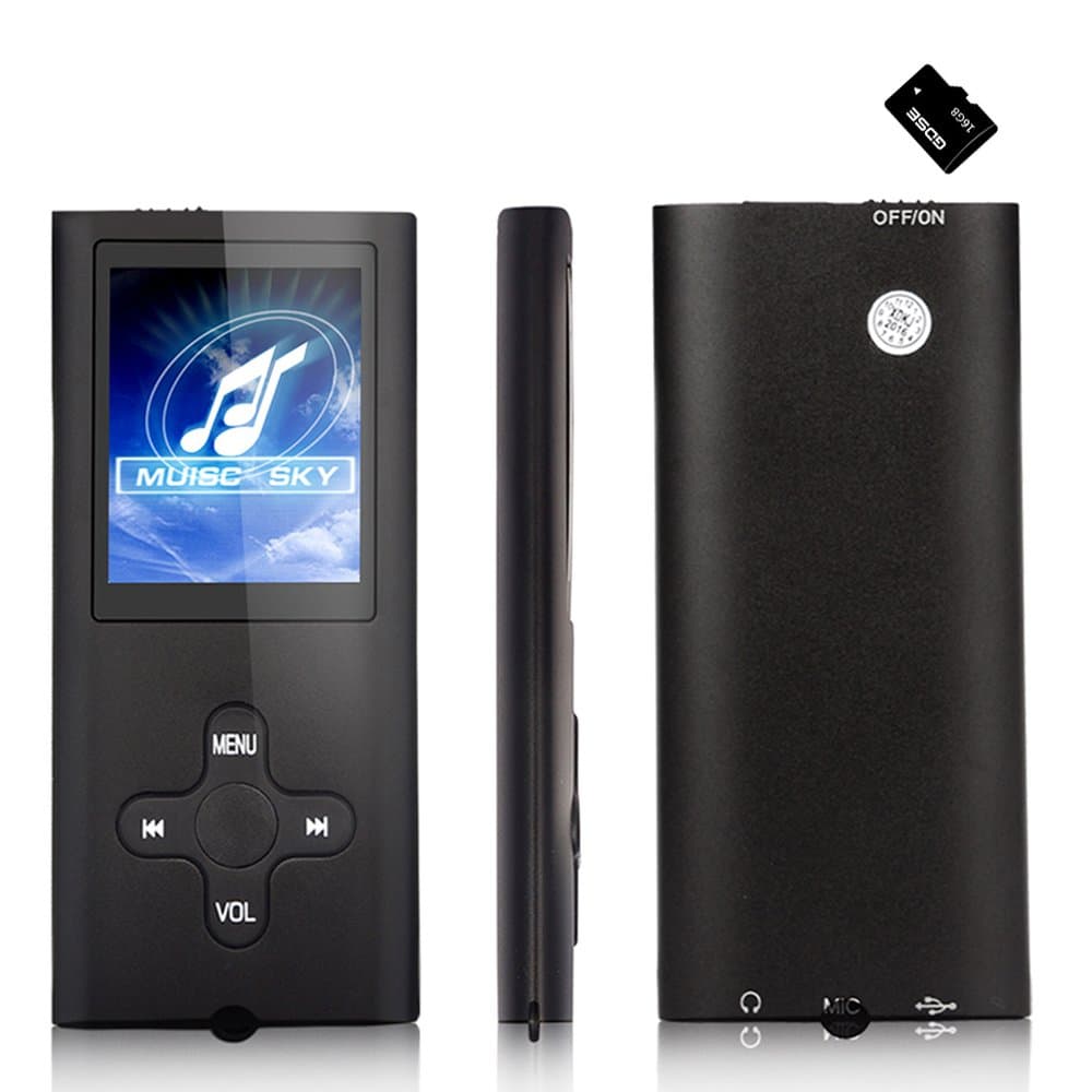 Goldenseller 16GB Mp4 / Mp3 Player for a Micro SD Card Slot, Portable Videos Player, Media Player, Music Player, Voice Recording Player, With a support of MP3, WMA, JPEG and TXT files (16GB, Black)