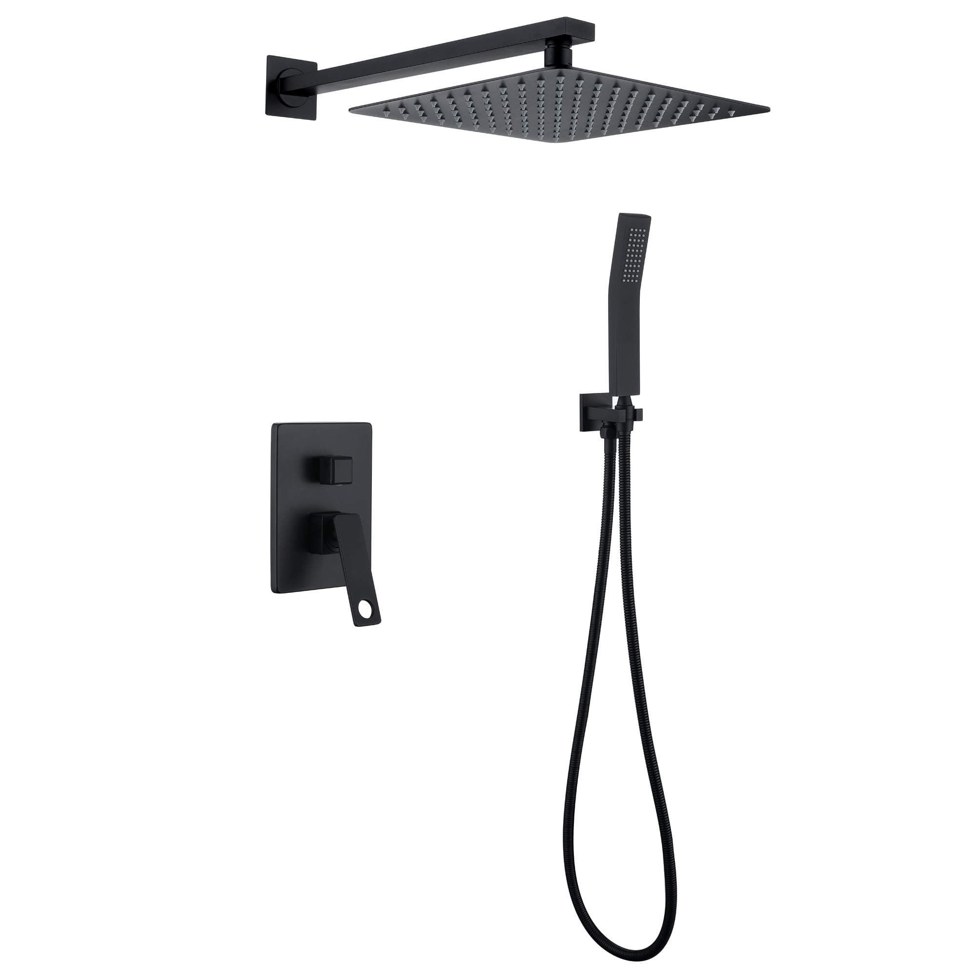 Shower System,Matte Black Shower Combo Set,10 Inch Bathroom Rainfall Shower System,Shower Valve Included