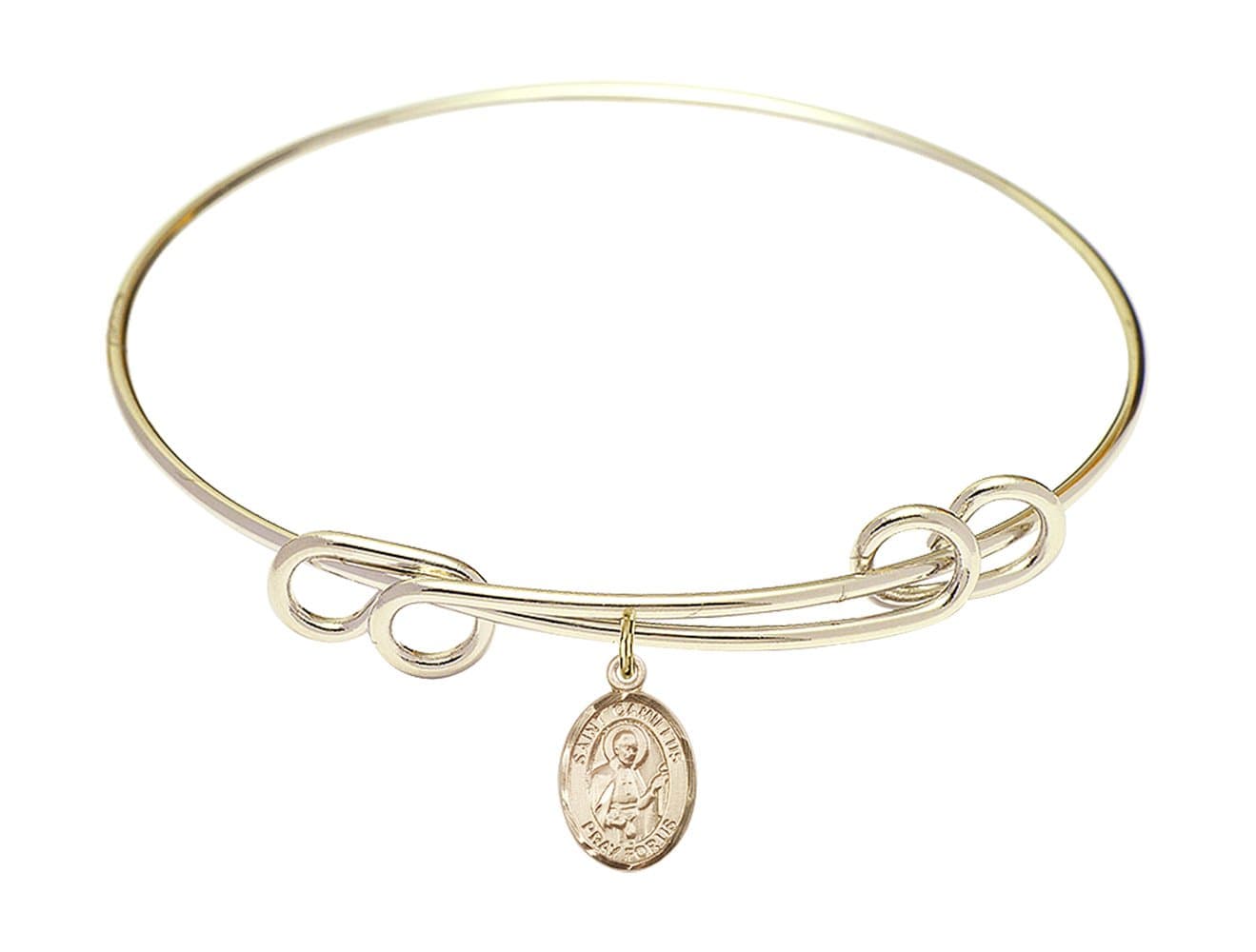 Round Double Loop Bangle Bracelet w/St. Camillus of Lellis in Gold-Filled