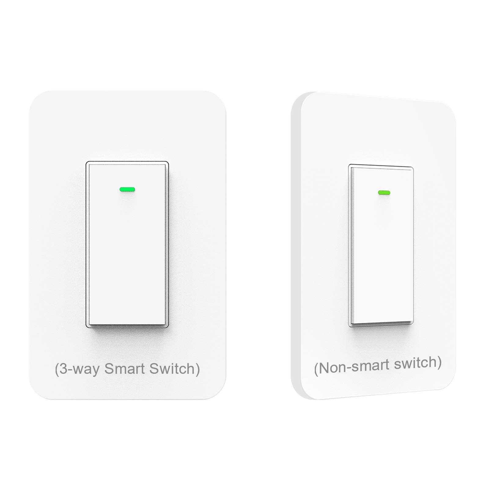 Smart Switch 3 Way Smart WiFi Light Switch Compatible with Alexa and Google Home, 2.4Ghz WiFi Light Smart Switch, Neutral Wire Required, No Hub Required, 2 Pack
