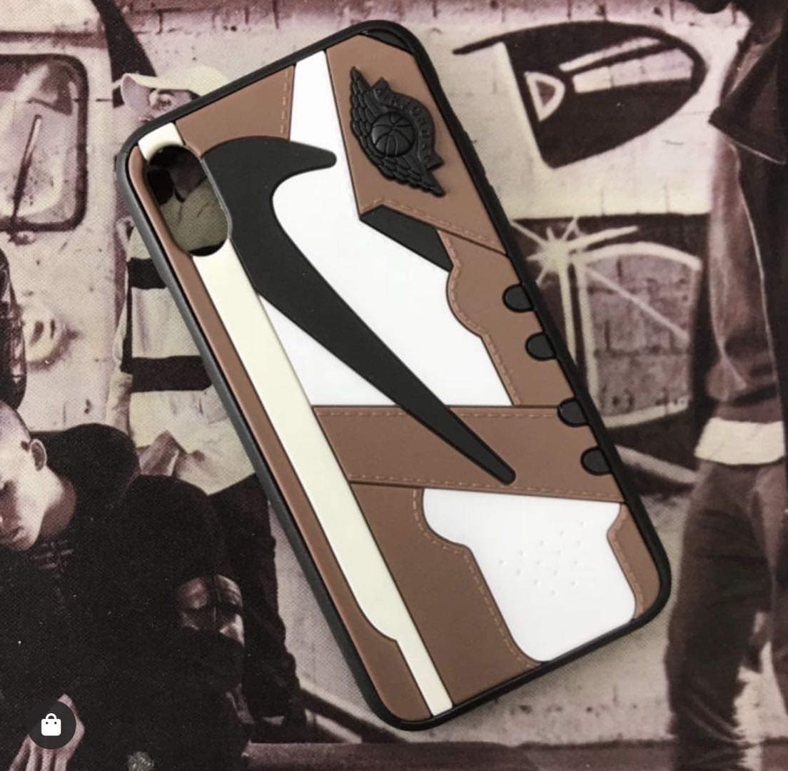 iPhone 3D AJ1 Travis Scott Cactus Jack Shoe Case Official Print Textured Shock Absorbing Protective Sneaker Fashion Case (iPhone Xs MAX)