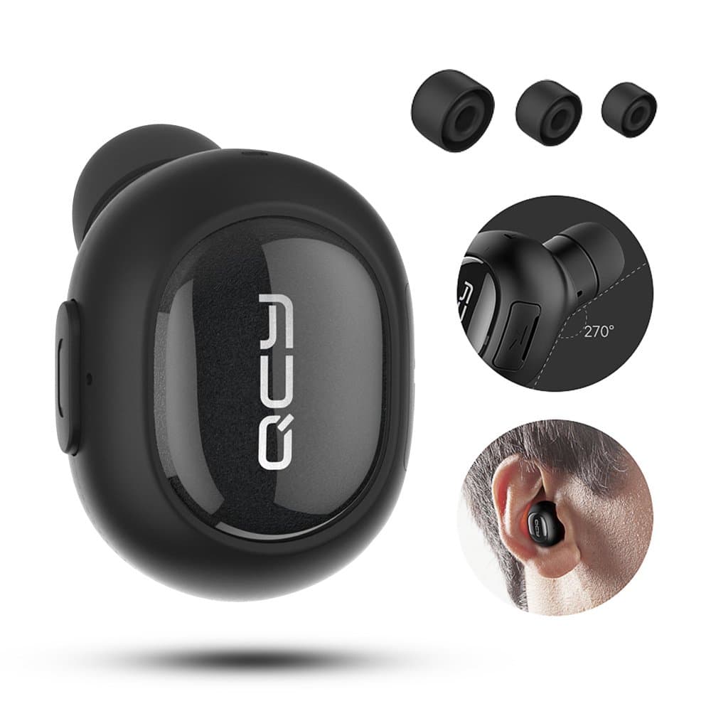 Evershop Wireless Earphone Invisible Mini Bluetooth Headset Earbuds Headphones with Microphone Hands-Free Calls for iPhone iPad Android Smart Phone (One Earpiece Packed) - Black