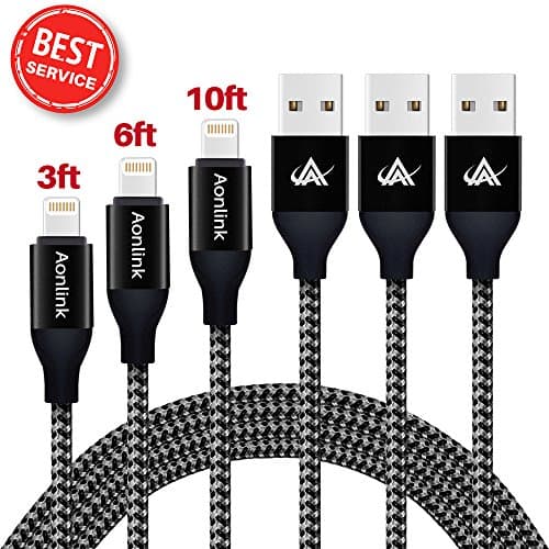 iPhone Charger,Guzon 3 Pack(1M 2M 3M) Lightning Charging Cable, Multi Safety Defense, Nylon Braided, Ultra Durable, for iPhone X / 8 /8 Plus/ 7/7 Plus /6 /6 Plus/5s,iPod,iPad-Silver Black