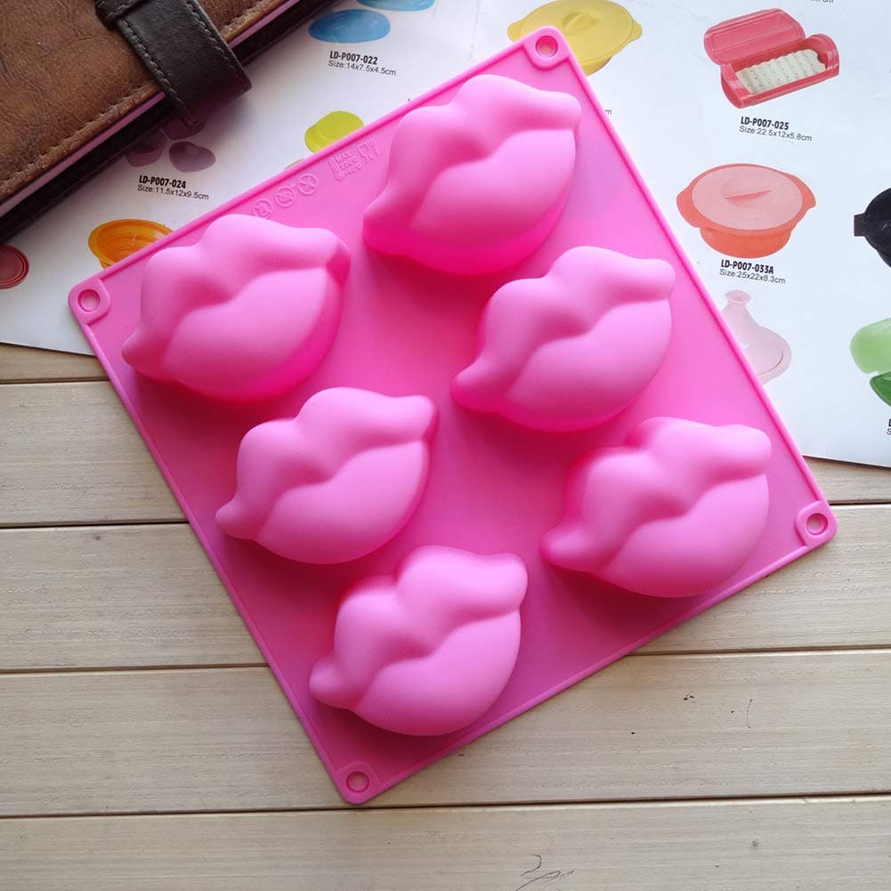 LLtidmsWL Cake Mold 6 Cavities Lips Silicone Chocolate Cake Pudding Jelly Mold DIY Baking Tools Pink