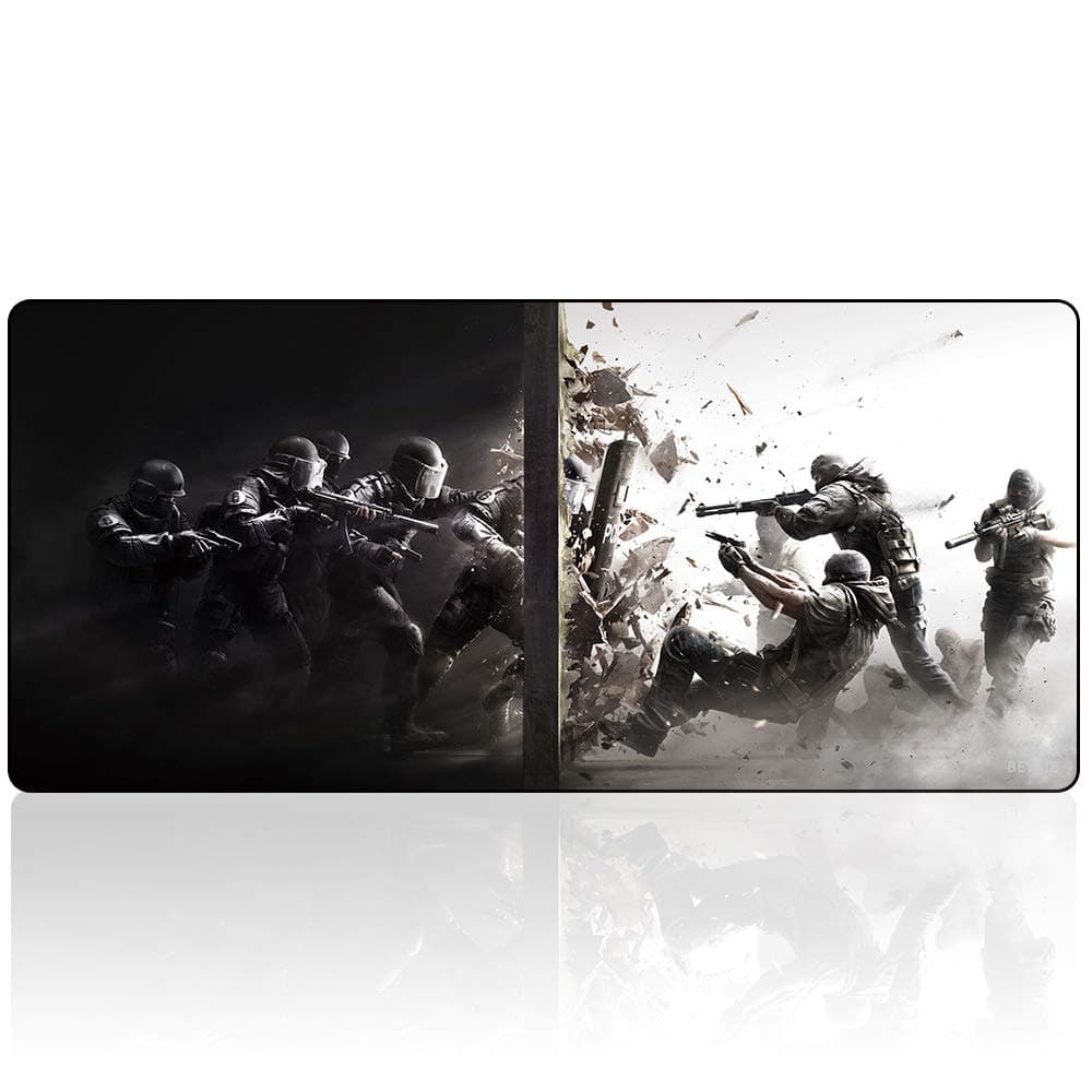 Bimor XL Mouse Pad, Extended Gaming Mouse Pad Long Non-Slip Rubber Mouse Mat for Gamer, Office & Home (90x40 rainboxSiege029)