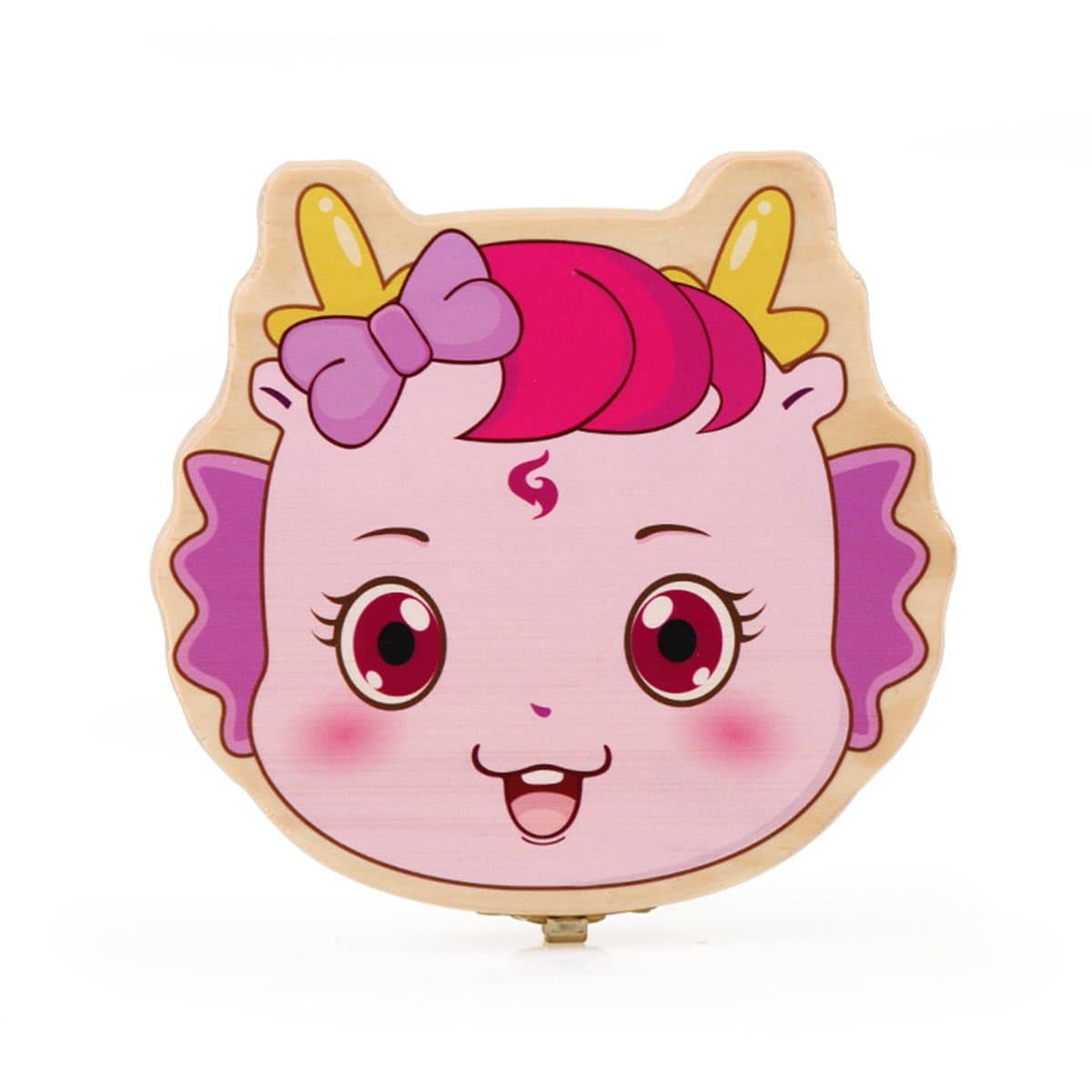Anbaby Baby Teeth Box Save Wooden Boxes Customize Personalized Deciduous Souvenir Box Cartoon (Girl Dragon)