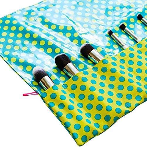 Makeup Travel Case | Make Up Brushes | Lime and Turquoise Dots | M0018 by Forshee Designs