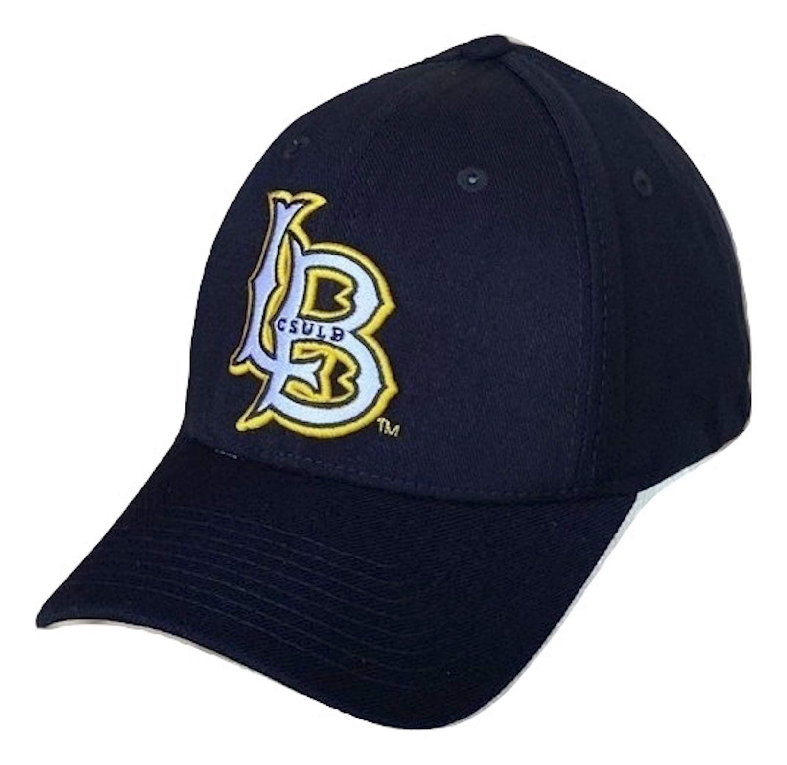 University Cal State Long Beach The Beach CSULB NCAA Flex Baseball Fitted Fit Ball Cap Hat Black
