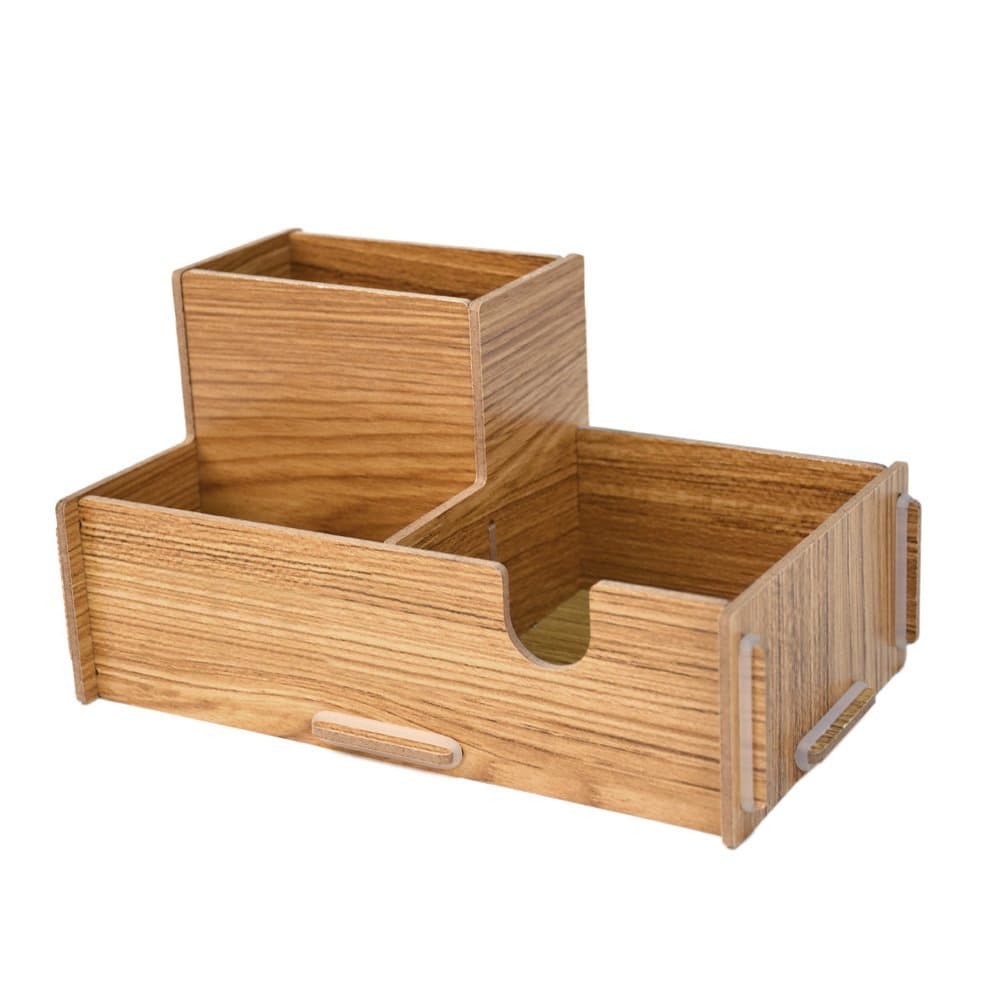 DIY Desk Supplies Organizer Caddy Multifunction Desk Storage Box Container Wood Pen Pencil Holder Office Supply Phone Container Stationery
