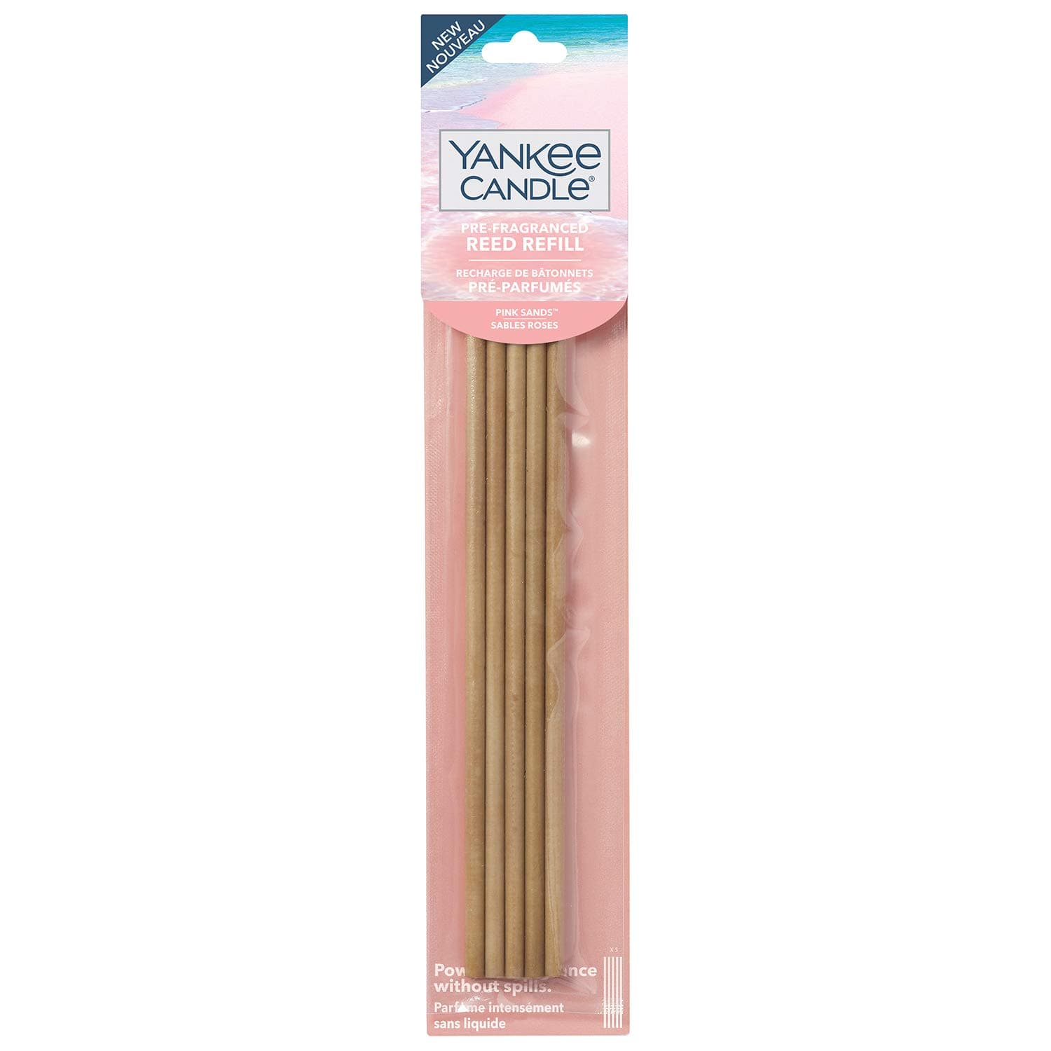Yankee Candle Pre-Fragranced Reed Diffuser Refill Sticks, Pink Sands, 5 Count
