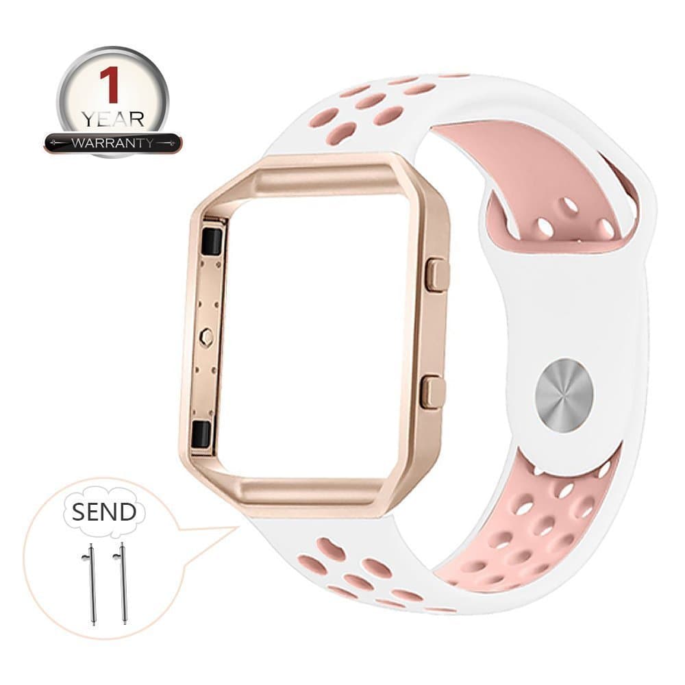 YOUKESI Fitbit Blaze Strap, Silicone Ventilate Replacement Band Wrist Strap With Black Metal Frame For Fitbit Blaze Smart Fitness Watch Men Women (Black/Green)