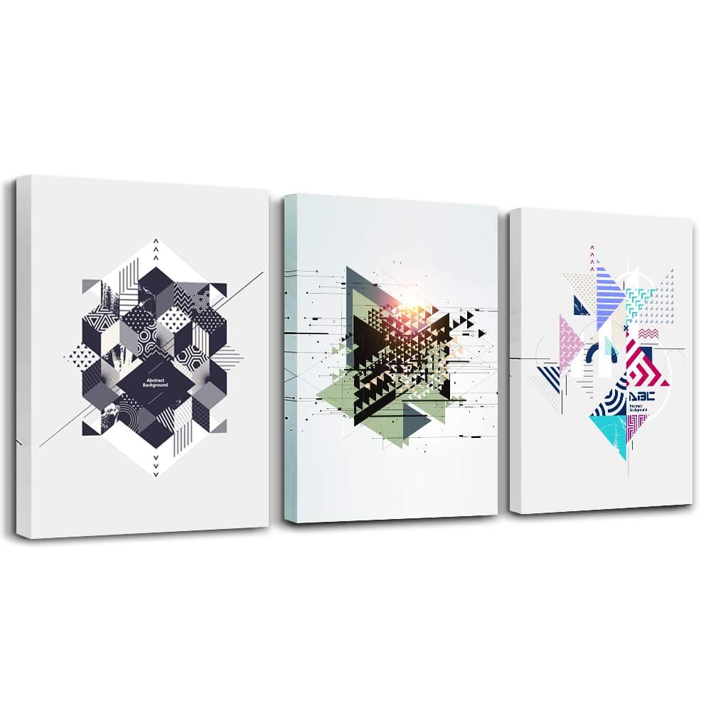 Canvas Prints Artwork modern Wall Art for Bedroom Bathroom Wall Decor creative Abstract Color Geometric Pattern Photo canvas prints Painting 3 Pieces Home Decoration Living Room Office posters Works