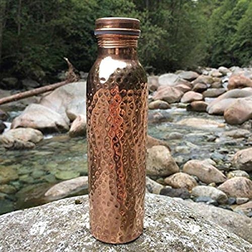 RAMRATH Joint Free Leak Proof Copper Hammered Water Bottle, Storage Water Travel Essential,Yoga(1000 ml)
