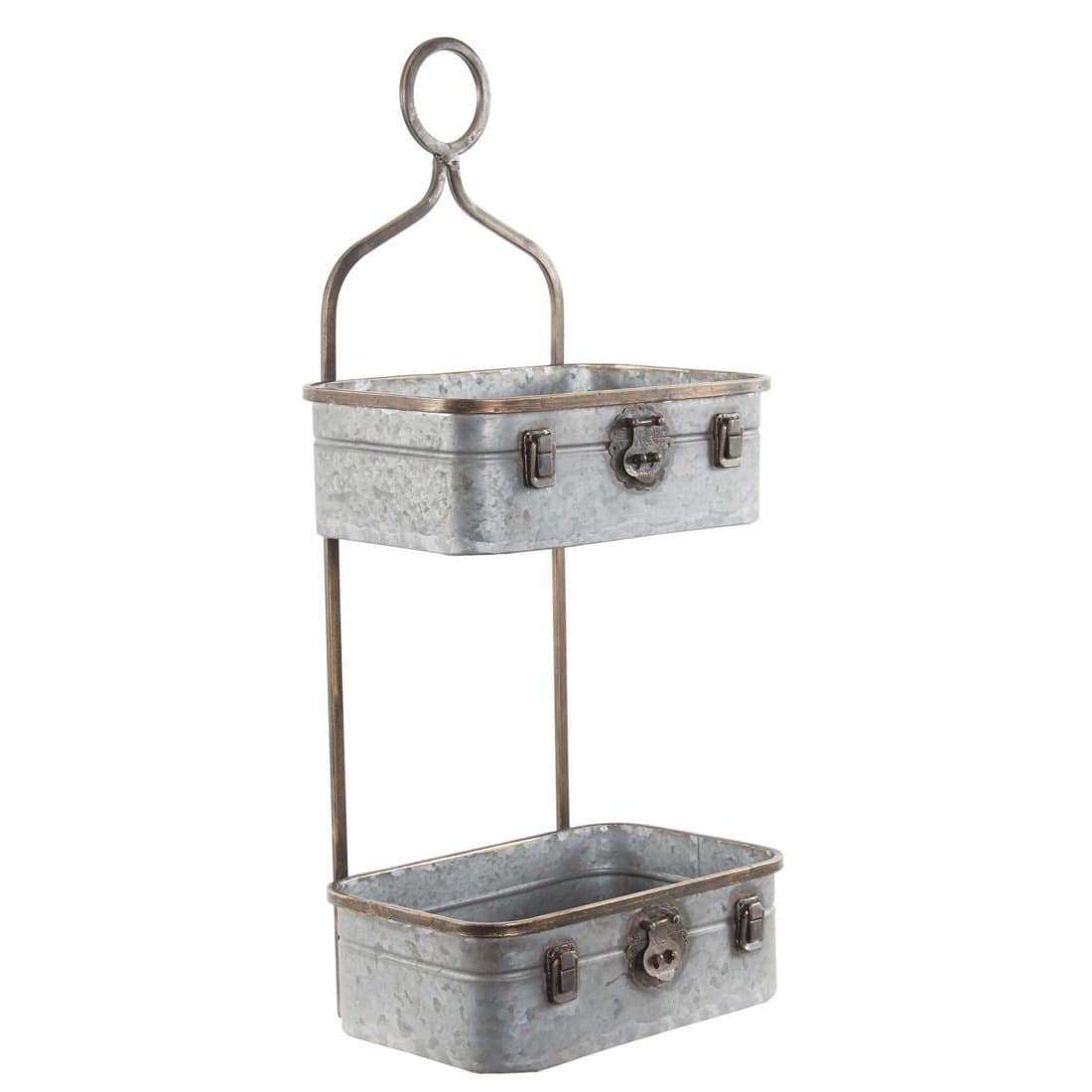 Two Compartment Industrial Style Metal Wall Storage