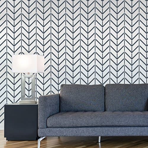 J BOUTIQUE STENCILS Wall Herringbone Zig Zag Allover Modern Stencil Reusable Stencils for DIY Wall Decor