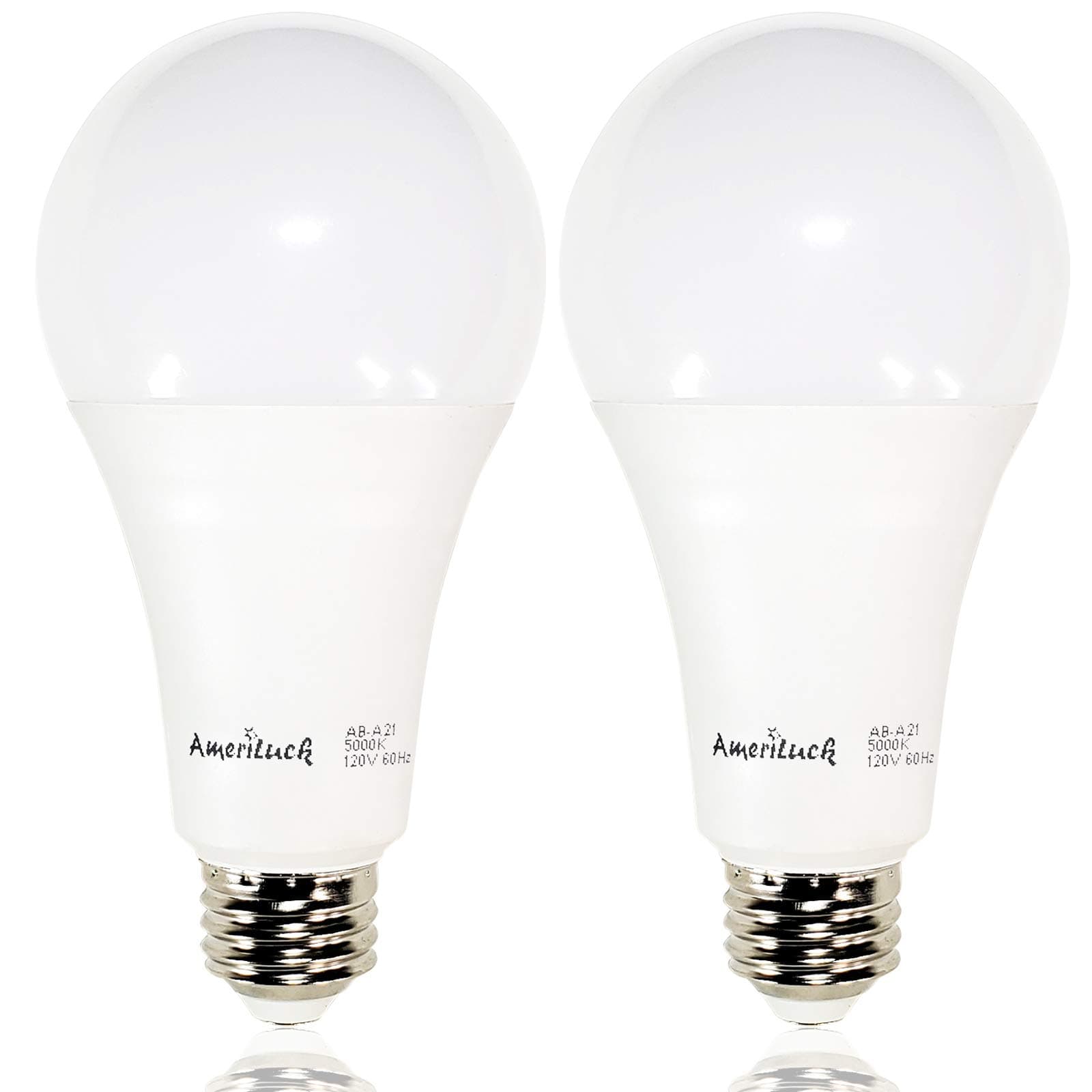 3-WAY 50/100/150W Equivalent A21 LED Bulb 800/1500/2200lumens Daylight 5000K, 2 Pack