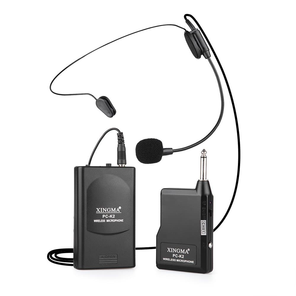 Wireless Headset Condenser Microphone, Lightweight Headworn Wireless System with 6.35mm 1/4 Receiver Plug and Play for Singing, Performance, Presentation, Fitness Instruction, Teaching
