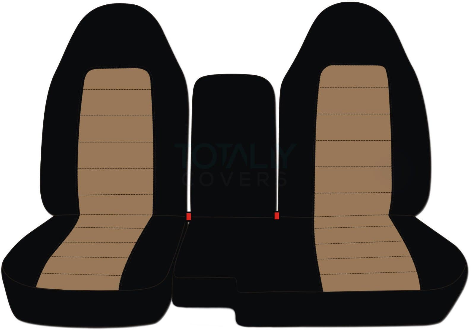 Totally Covers Compatible with 2004-2012 Ford Ranger/Mazda B-Series Two-Tone Truck Seat Covers (60/40 Split Bench) with Center Console/Armrest Cover: Black & Brown (21 Colors)