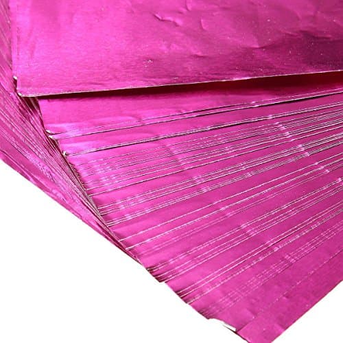 Chenshon Approx.100 Pcs Square Candy Chocolate Food Packaging Tin Foil Wrappers(Rosy)