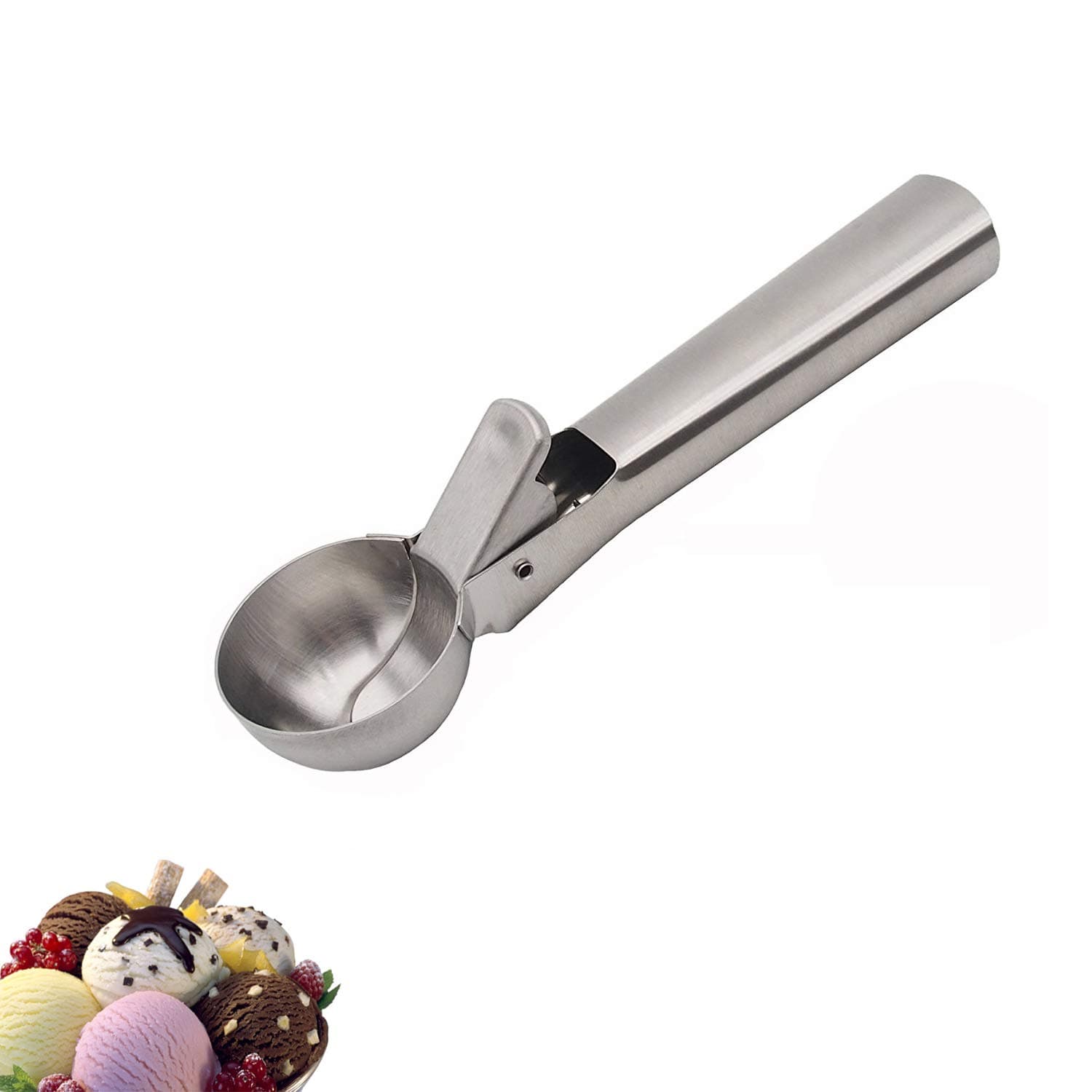 Ice Cream Scoop Stainless Steel With Trigger Spoons Easy Trigger WaterMelon Scoop Cookie Dough