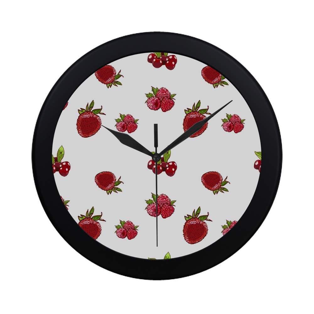 Modern Simple Strawberry with Berry Fruit Wall Clock Indoor Movement Wall Clcok for Office,Bathroom,livingroom Decorative 9.65 Inch