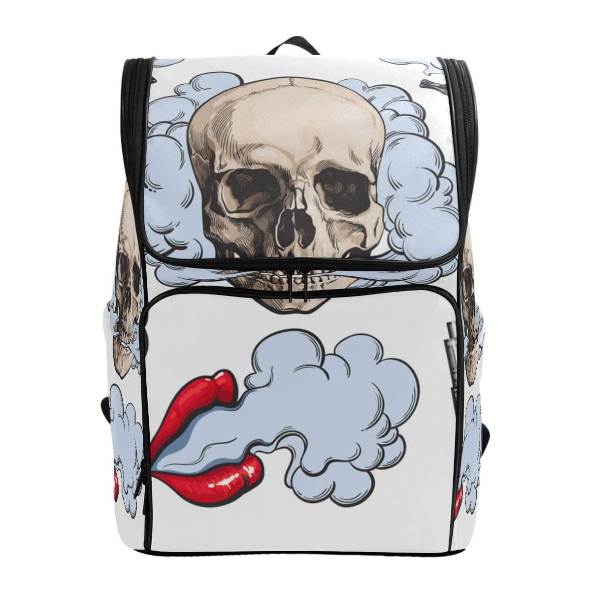 CANCAKA Backpack Vaping Related Elements Symbols Smoke Skull bag