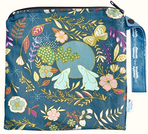 Small 9" x 9"// TOP Rated Monkey Foot Designs Wet Bag // Diapers/Snacks / Gym/Swim (Moon Stories)