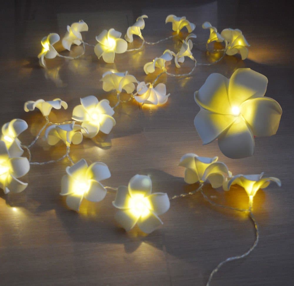 20 LED SOLAR POWER FRANGIPANI FLOWER LIGHT STRING LEAD WIRE 2M FAIRY LIGHT NEW