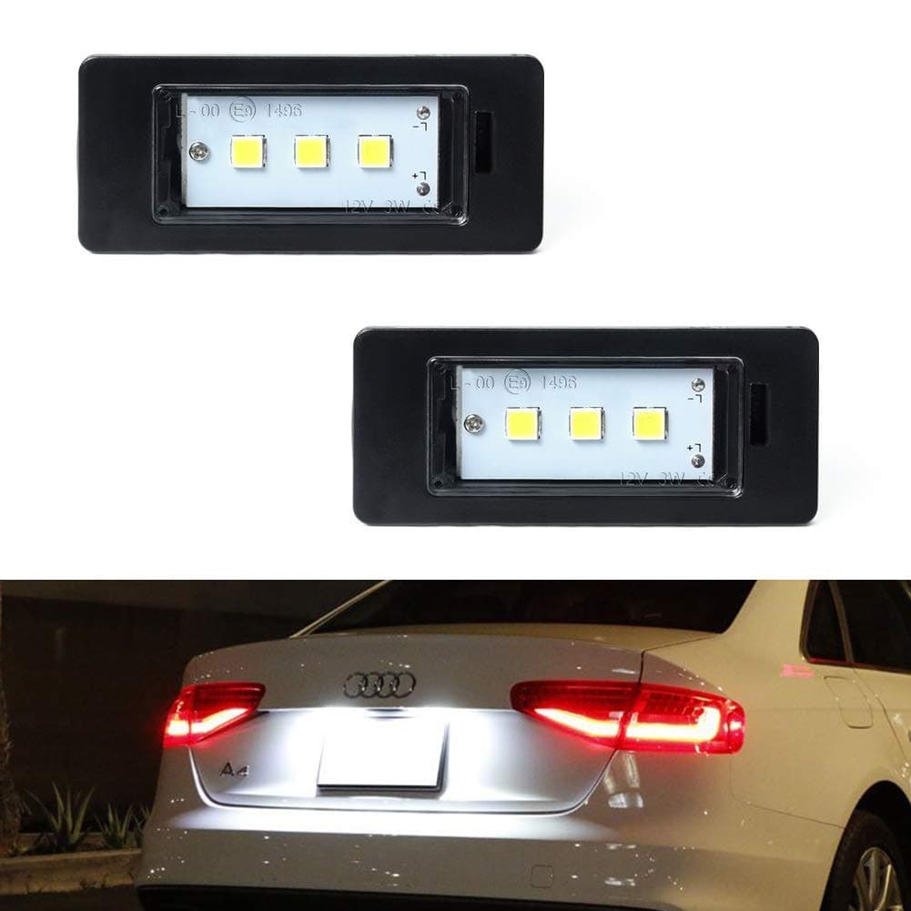 Gempro 2Pcs LED License Plate Light Lamp Assembly Compatbile for Audi A1 A4 A5 A6 A7 S5 Q5 RS5 TT TTRS, Powered by 3SMD Xenon White LED Lights
