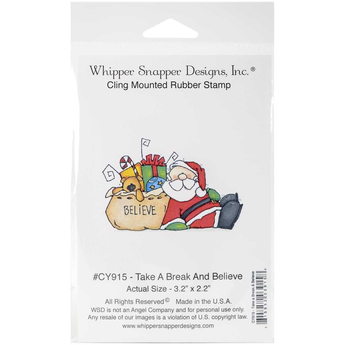 Whipper Snapper Designs Whipper Snapper Cling Stamp 4.25 x 7-inch, Take A Break and Believe
