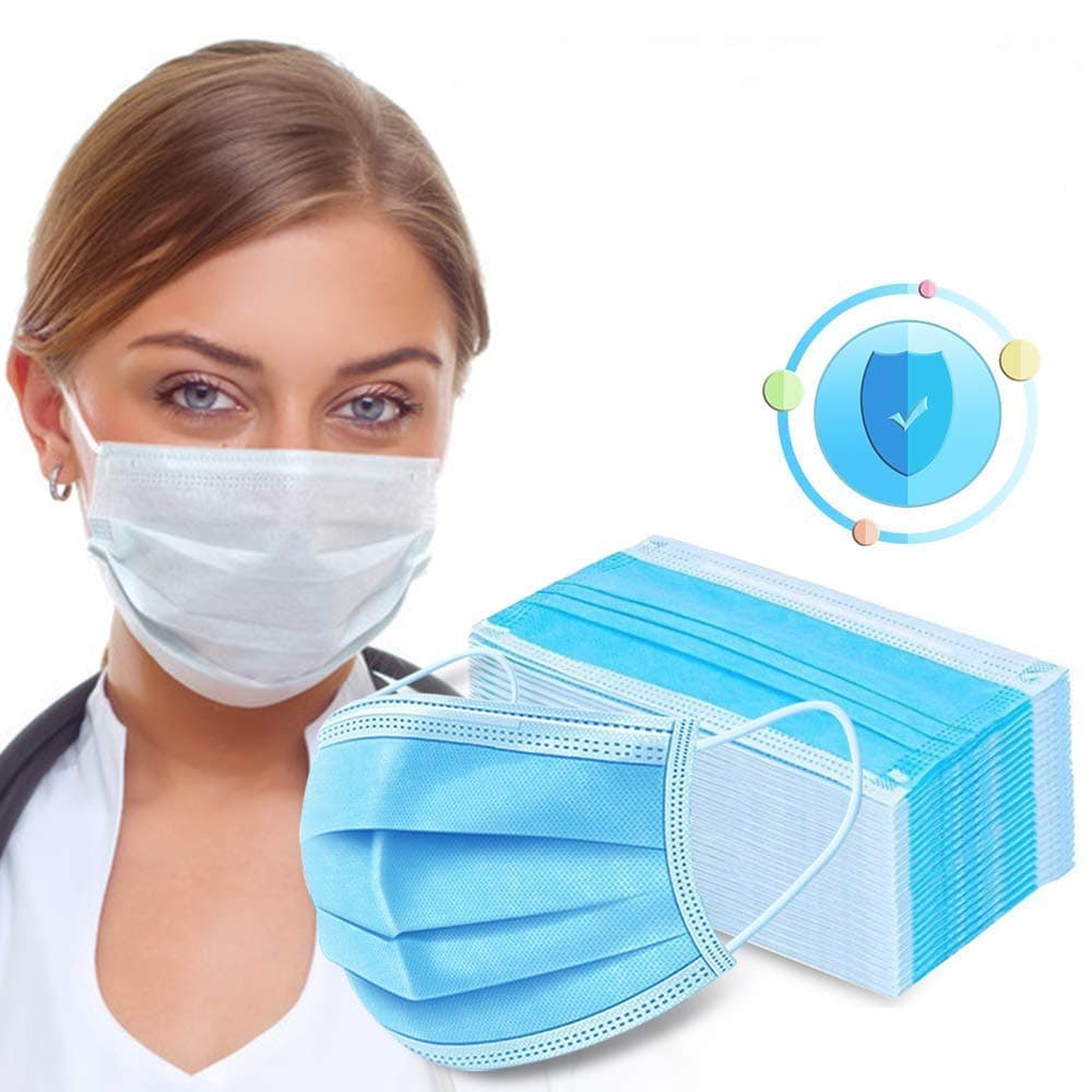 Goffdey 50Pcs Disposable Face Mask with 3 Layer Filter, 3 Ply Filter Breathable Safety Mask with Elastic Earloop