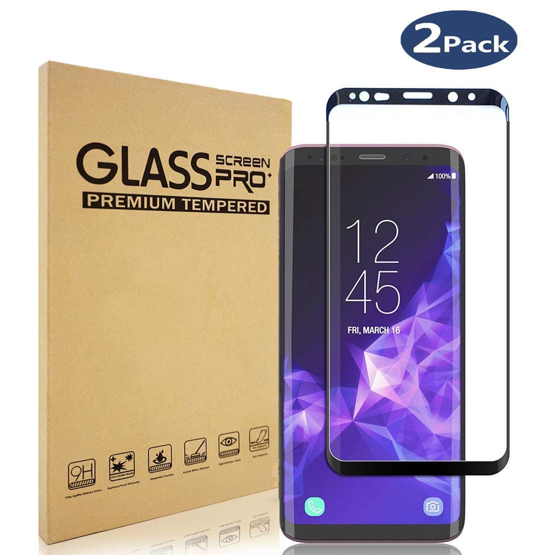 Galaxy S9 Screen Protector Glass, HAMAAN 3D Curved Dot Matrix Full Screen Samsung Galaxy S9 Tempered Glass Screen Protector (5.8")