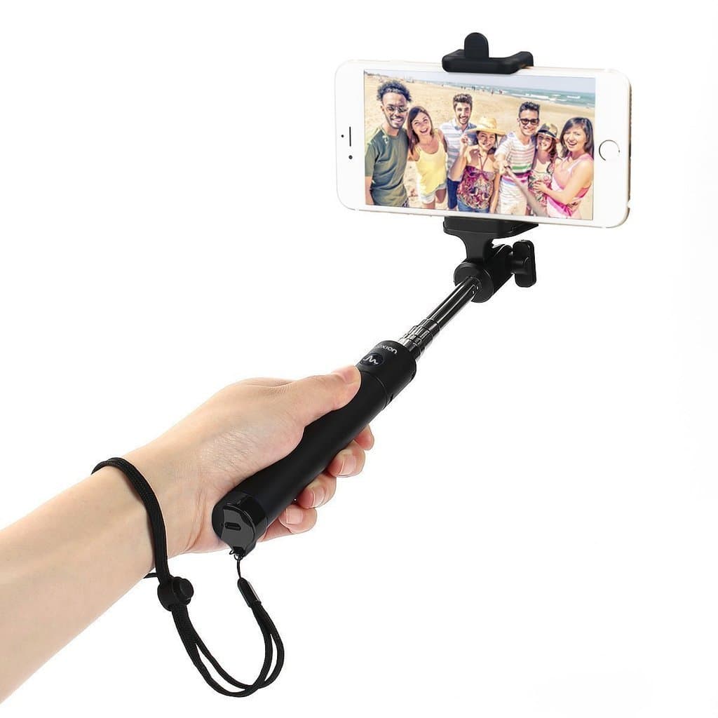 Selfie Stick, Flexion Ultra Compact Foldable QuickSnap Pro 3-in-1 Self-Portrait Monopod Extendable Wireless Bluetooth Selfie Stick with Built-in Remote Shutter with Adjustable Phone Holder (Black)