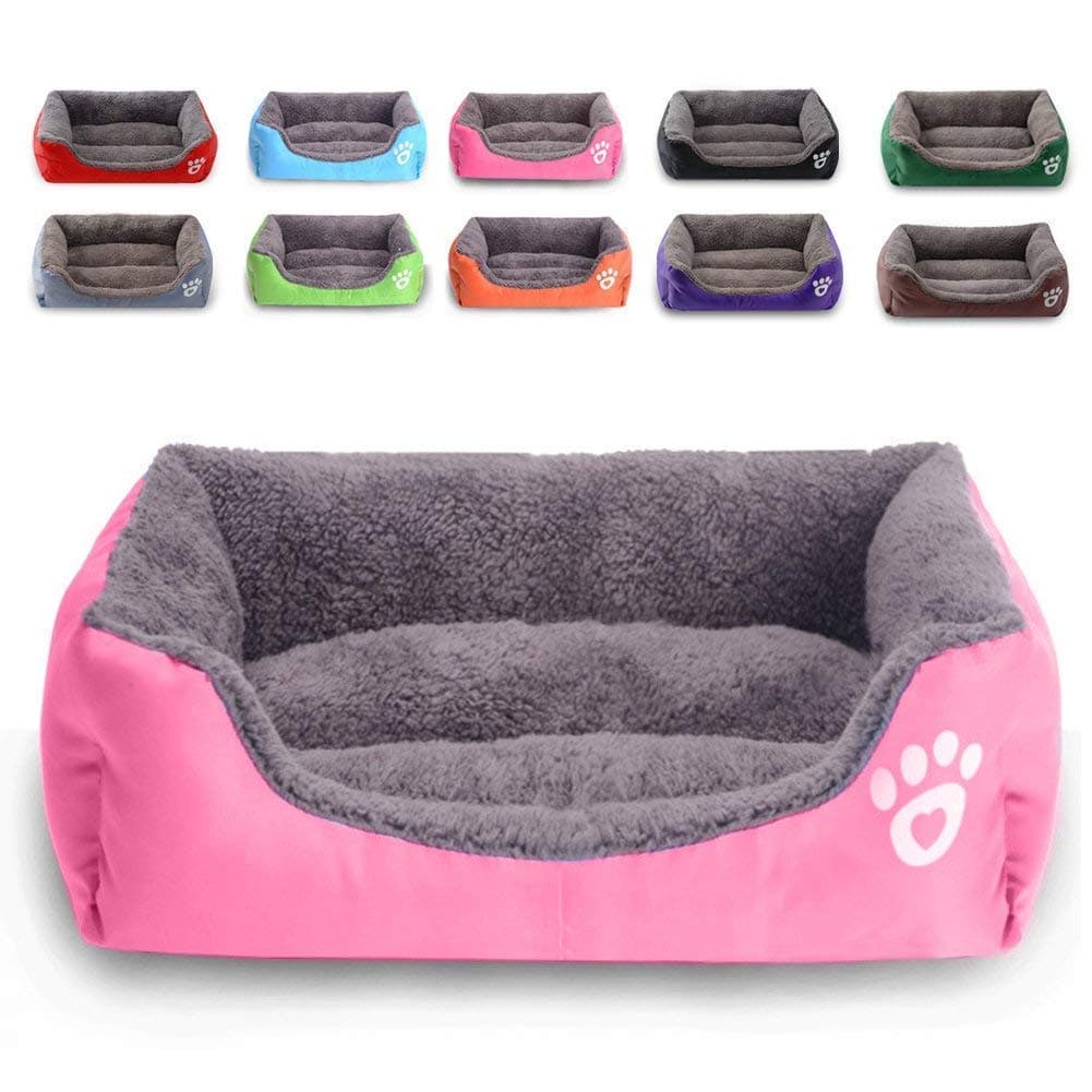 Topgomes Dog Bed,Super Soft Warm Pet Bed,Rectangle Non Slip Bottom Washable Pet Bed Puppy Dog Mat Pad Cat Sleeping Cushion Suits for Indoor Daily Use (Large (31.5" X 25.5" X 6.0"), Pink)