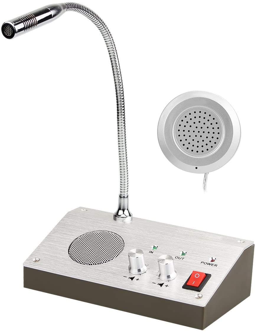 Window Speaker System, Anti-Interference Bank Counter Window Intercom System Dual-Way Intercommunication Microphone/Interphone Speaker Used for Business Office