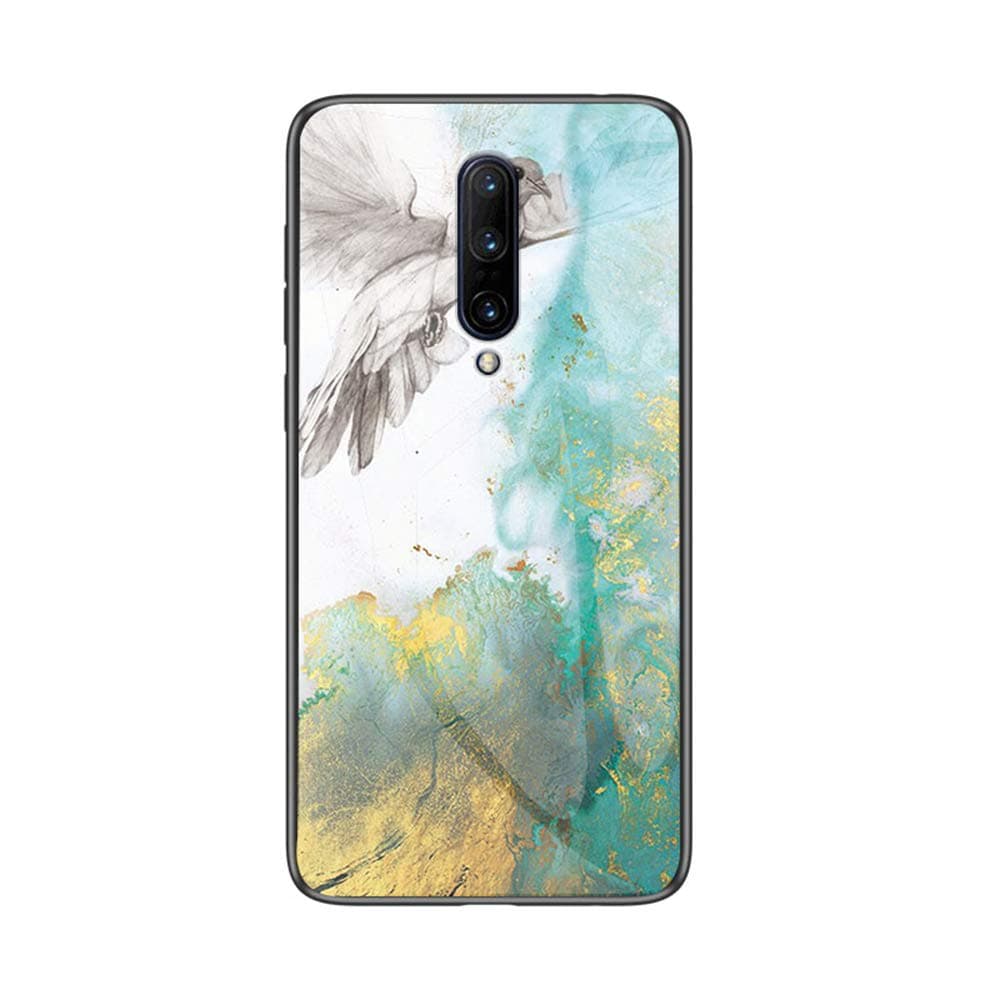 BRAND SET Case for OnePlus 7 Pro marble transparent tempered glass all-inclusive cover soft silicone phone case compatible with OnePlus 7 Pro-Pigeon