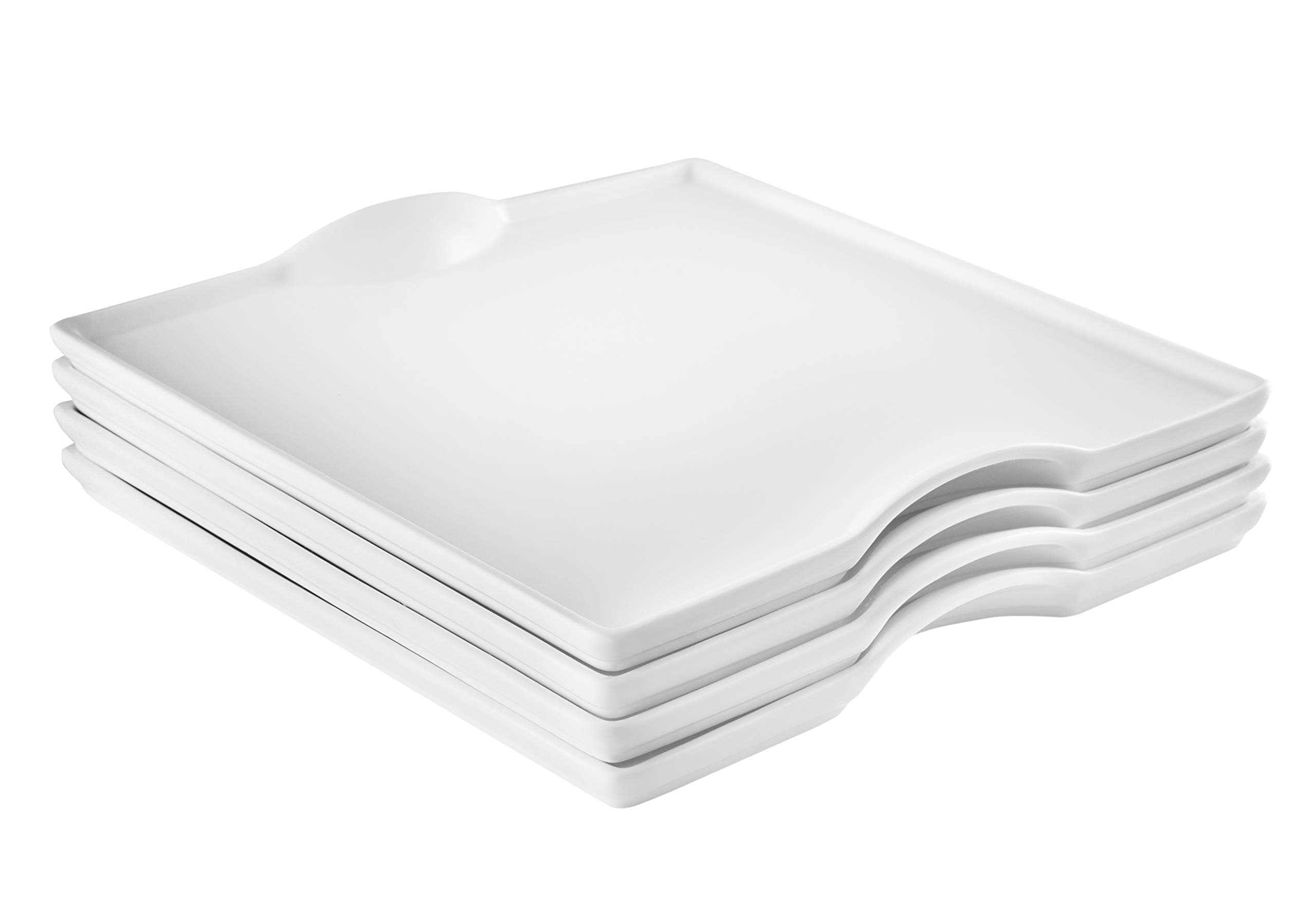 Modern White Unique Dinnerware- set of 4-by Little White Dish-microwave dishwasher safe (Dinner Plate)