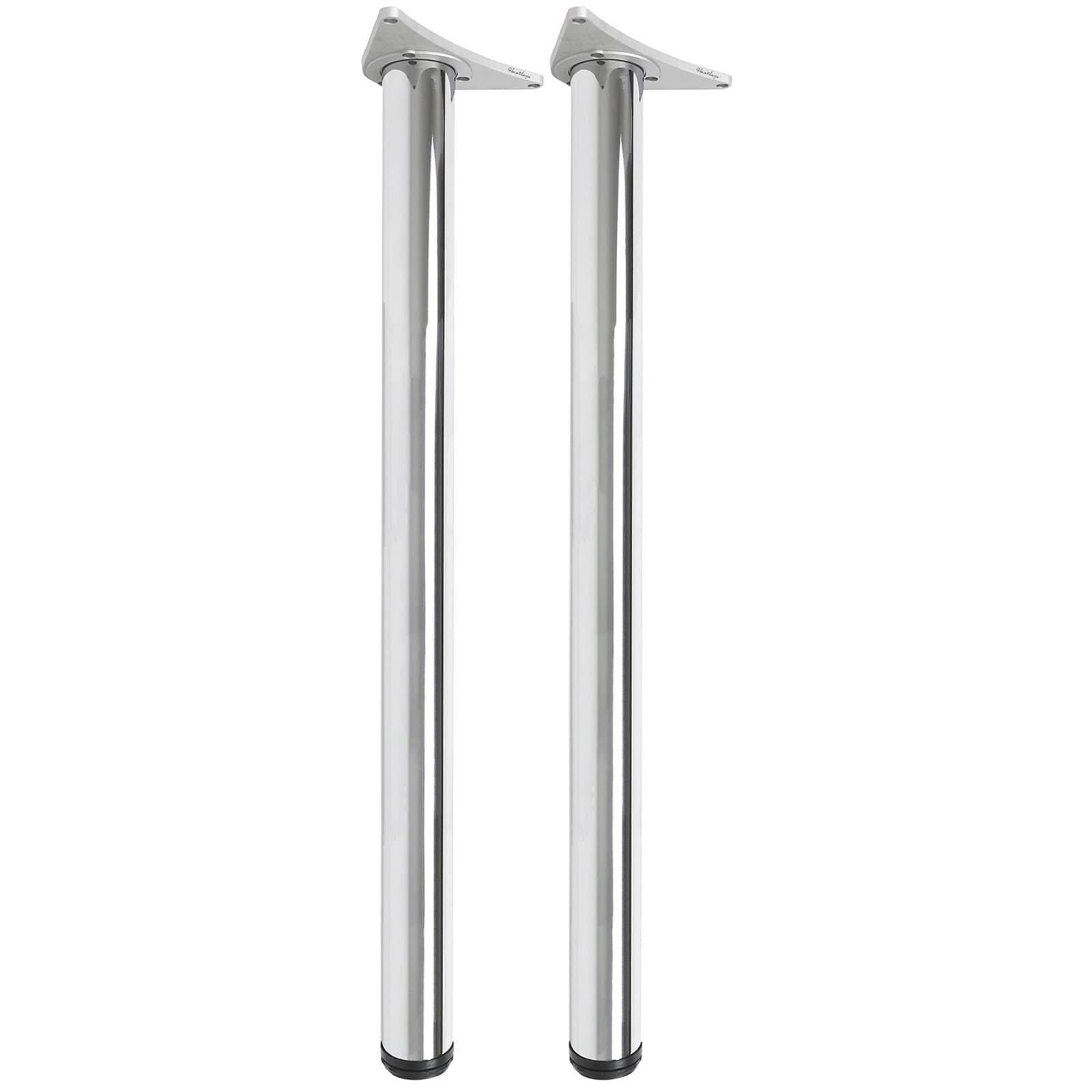 Hartleys 870-890mm Adjustable Table Legs - Chrome Mirror Finish - Pair