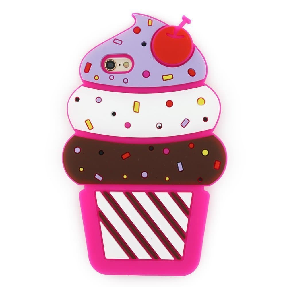 DiDicose Samsung Galaxy Luna/Express 3 / Amp 2 Case,3D Cartoon Animal Hot Pink Cherry Ice Cream Kitty Silicone Rubber Phone Case Cover for Samsung Galaxy Luna/Express 3 / Amp 2