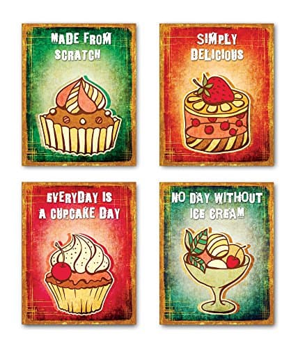 8x10 CUPCAKES & SWEETS wall decor posters. Set of 4 UNFRAMED poster prints. Made in USA.