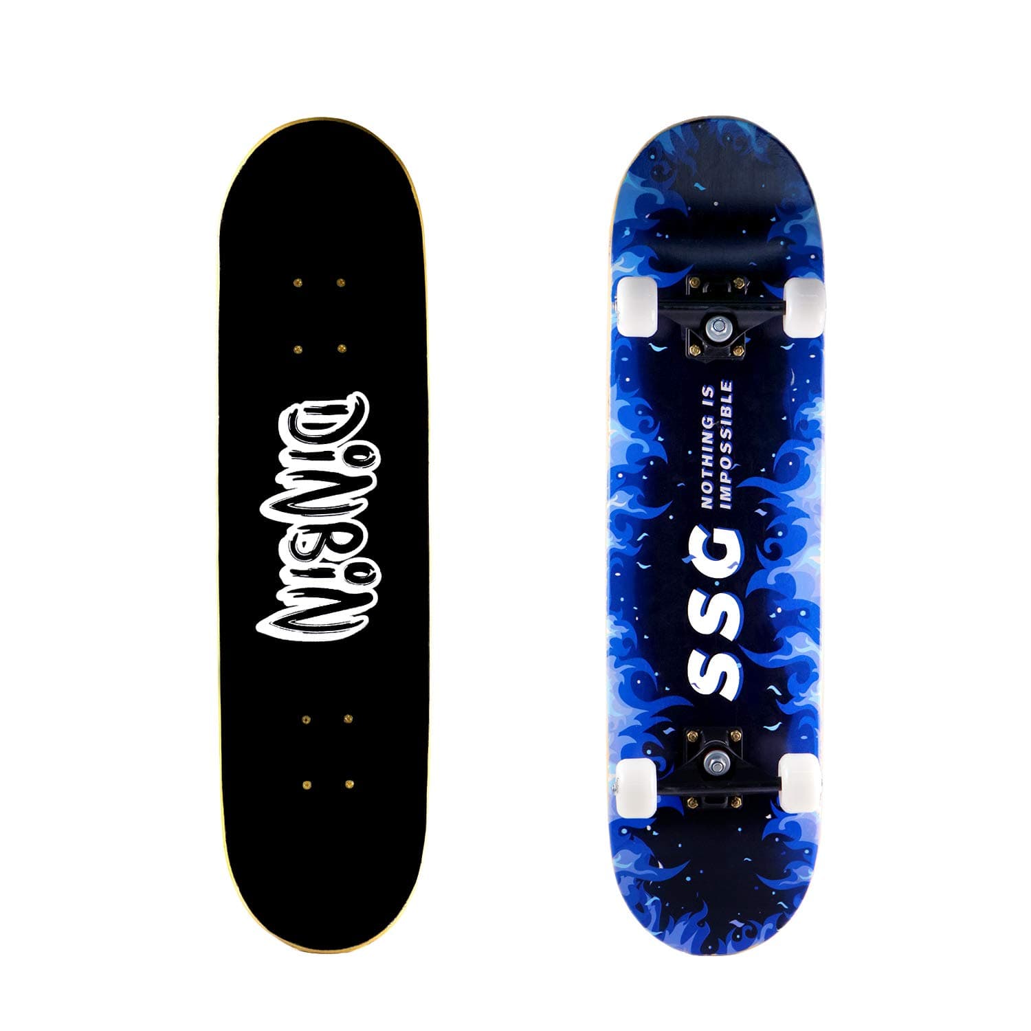 DINBIN Skateboard - 31" x 8" Complete Pro Skateboard - Double Kick Skateboards for Adults 7 Layer Canadian Maple Wood Tricks Skateboard