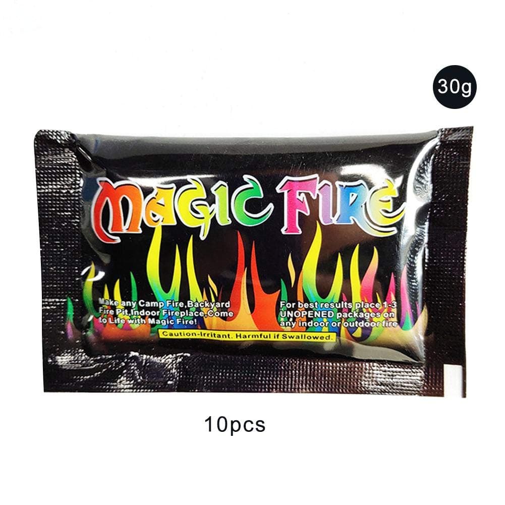 Destinely Ultimate Flames, Magic Flames, Colored Flames, Long Lasting Campfire Flames, Wood Burning, Brilliant Colors, Safe Fire Colorant, No Mess, Indoor and Outdoor Use, 10 pcs
