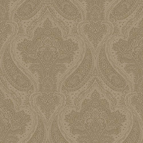 Rasch Roma Damask Pattern Traditional Classic Metallic Leaf Wallpaper (Taupe Silver 208641)