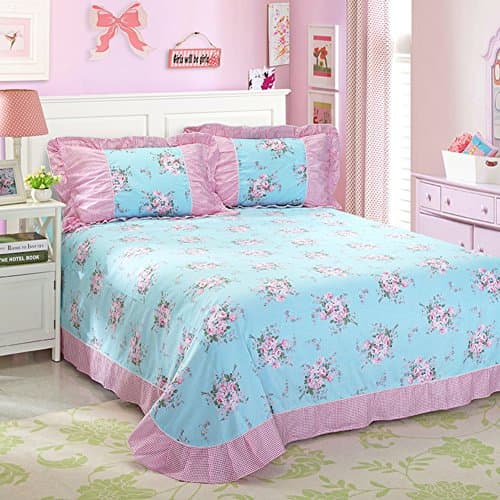 cotton Korean lace sheets/Single and double garden printed sheets-C 250x270cm(98x106inch)