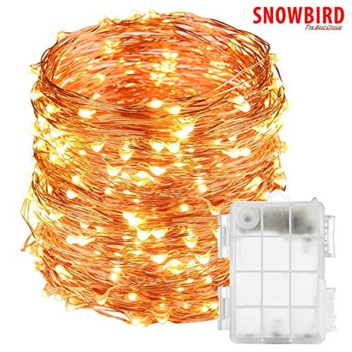 SNOWBIRD 10m Waterproof Battery Operated Box Copper String 100 LED Warm White Lights